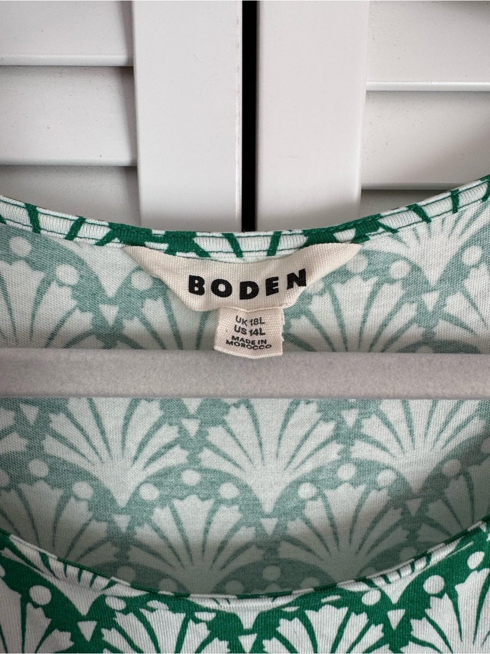 Boden Amelie Jersey Knee Length Dress Short Sleeve Green Tambourine Shells 14L - Picture 9 of 12
